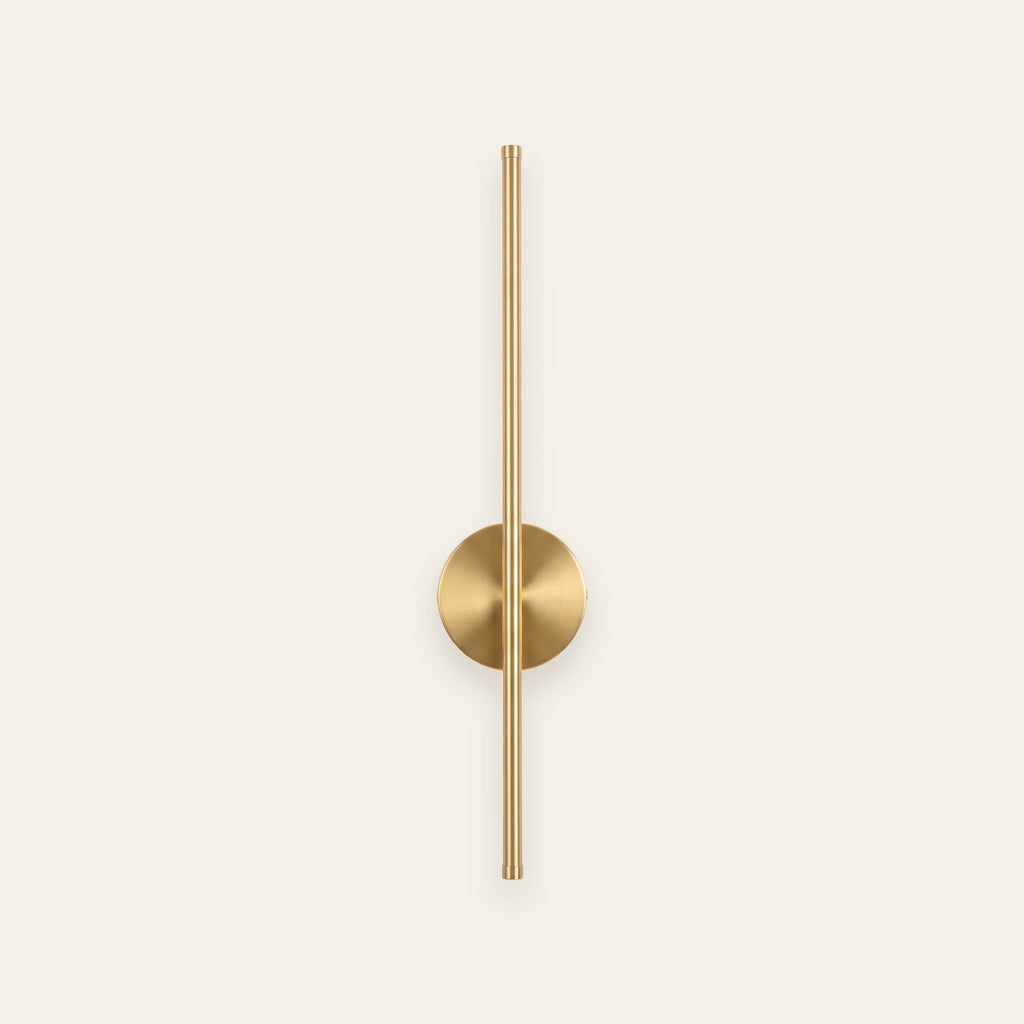 Strand rechargeable linear wall light in brushed gold, cream background