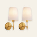 Hollis rechargeable brass wall lights, set of two, cream background