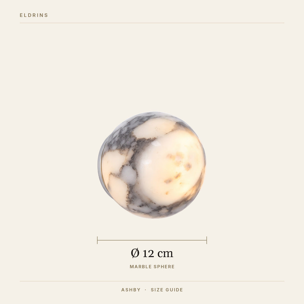 Ashby wall light size guide, 12 cm sphere