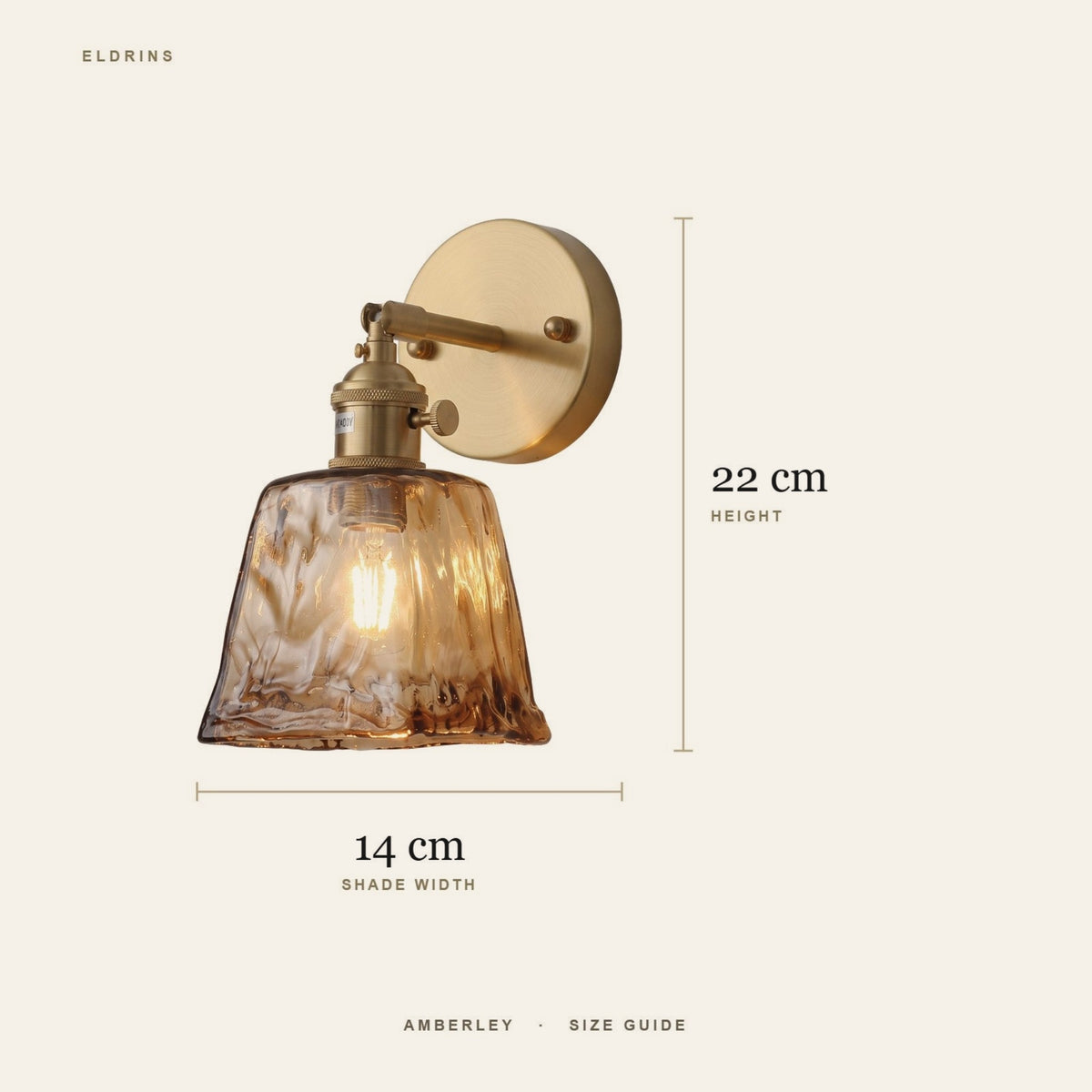Amberley size guide: 14 cm shade, 22 cm high