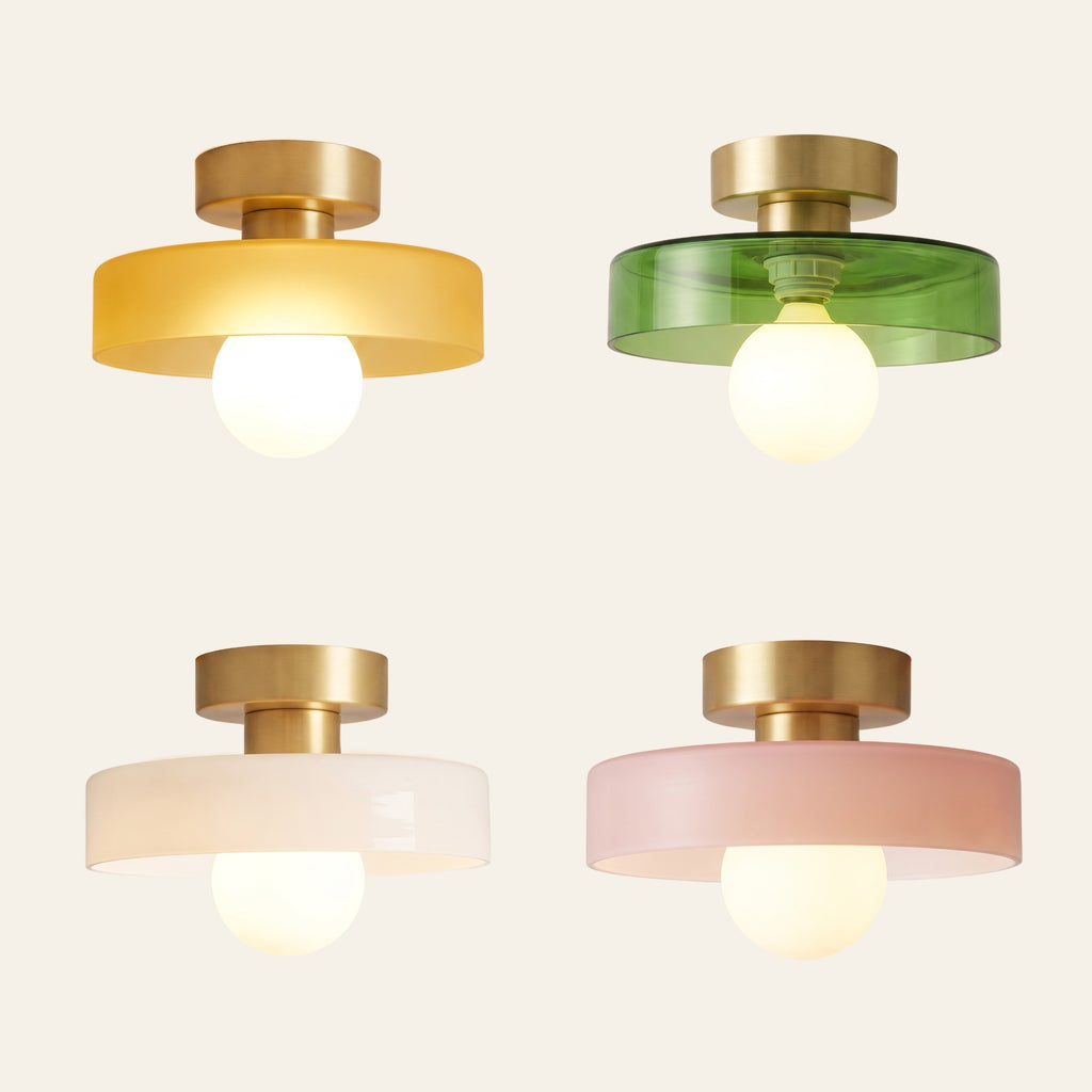 Bawdsey ceiling light in honey, green, opal and blush glass