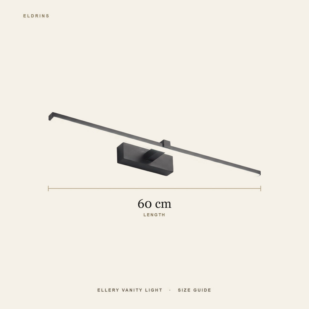 Ellery vanity light size guide, 60 cm long