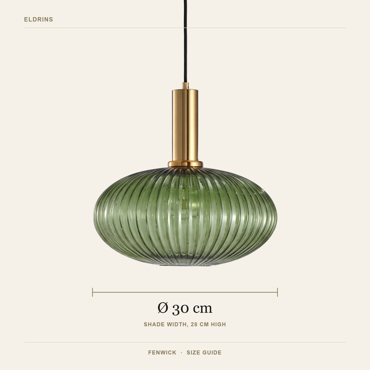 Fenwick pendant size guide, 30 cm wide
