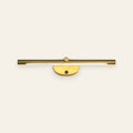 Halden brushed gold LED vanity light, cream background