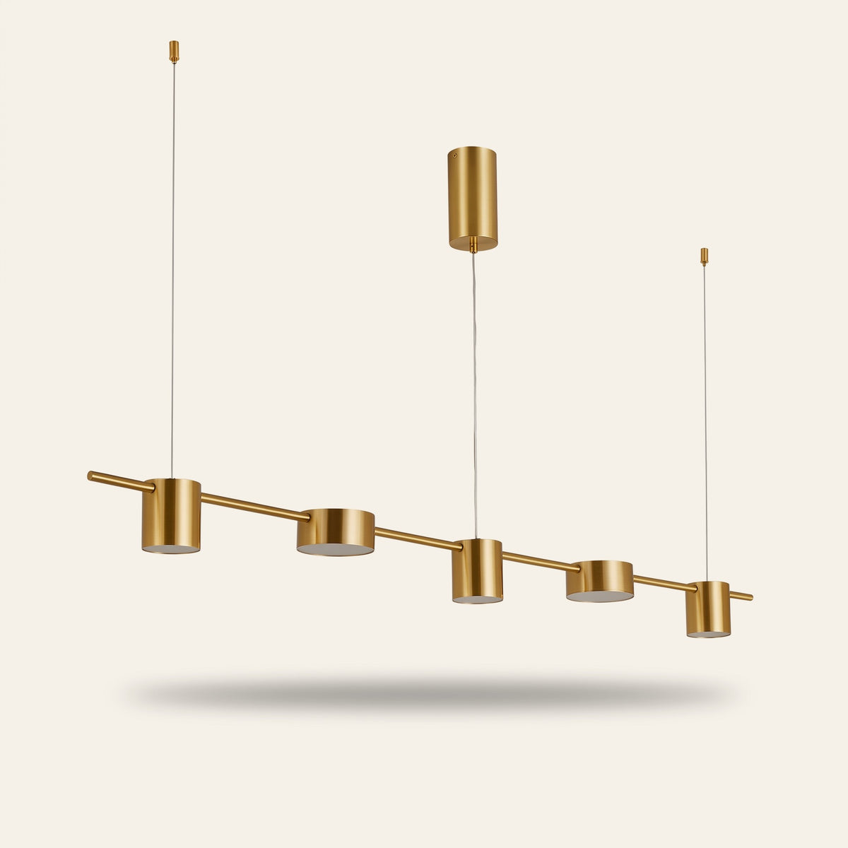 Hayes 5 light linear kitchen island light in gold