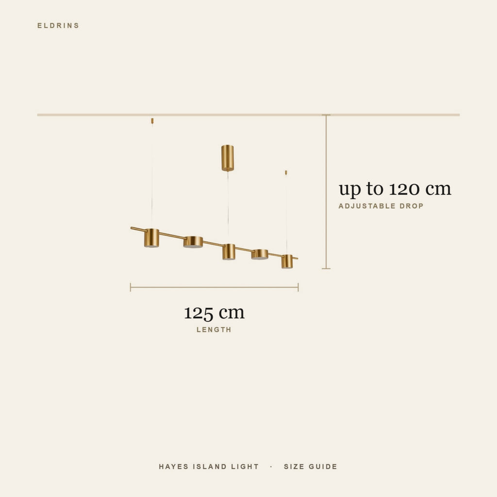 Hayes island light size guide, 125 cm long