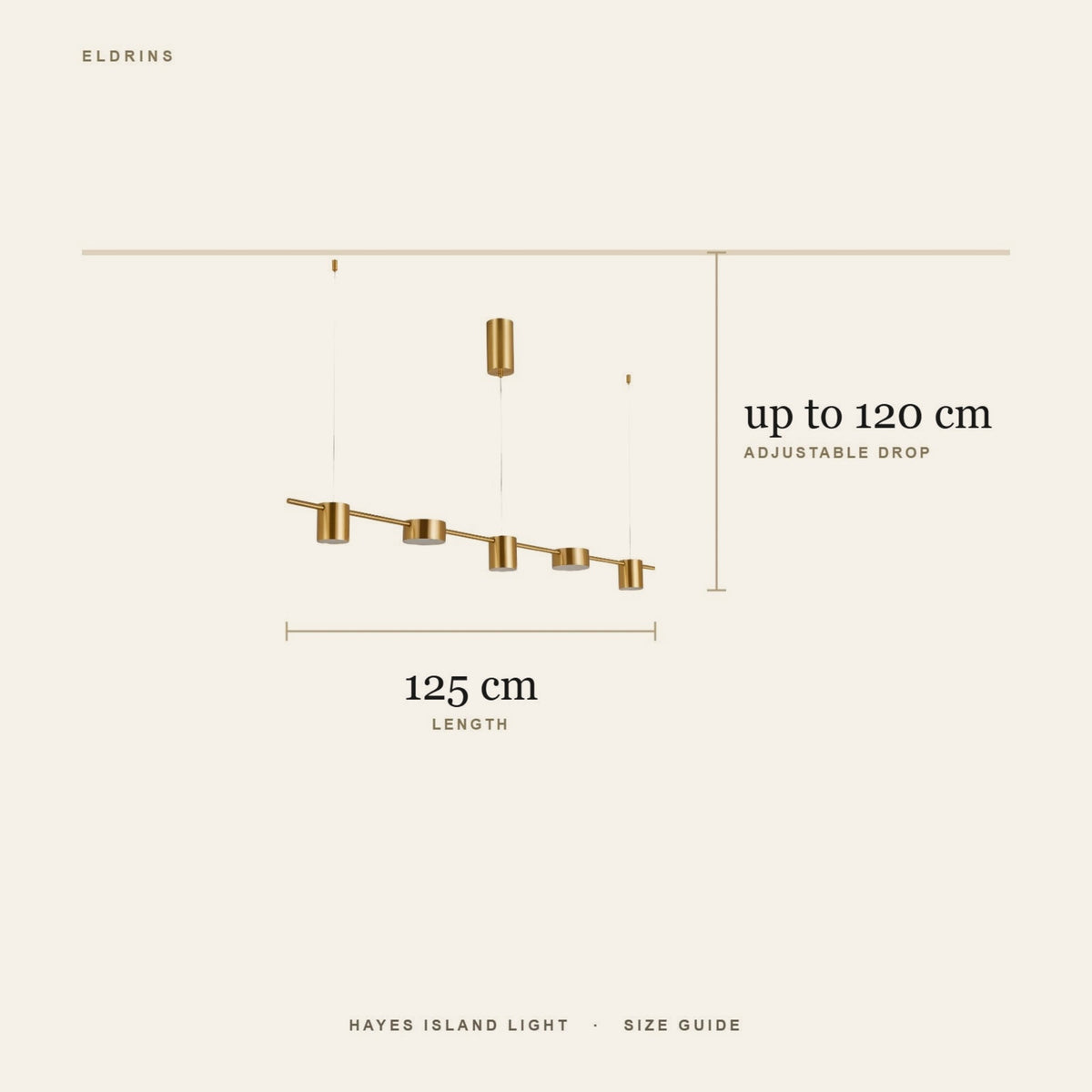 Hayes island light size guide, 125 cm long