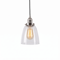 Calvara bright nickel smooth glass pendant light on a white background