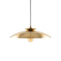 Halvern hammered brass disc pendant light on a white background