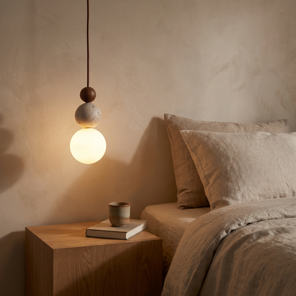 Bexley pendant beside a bed