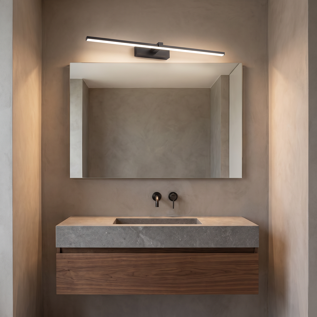 Ellery vanity light above a bathroom mirror
