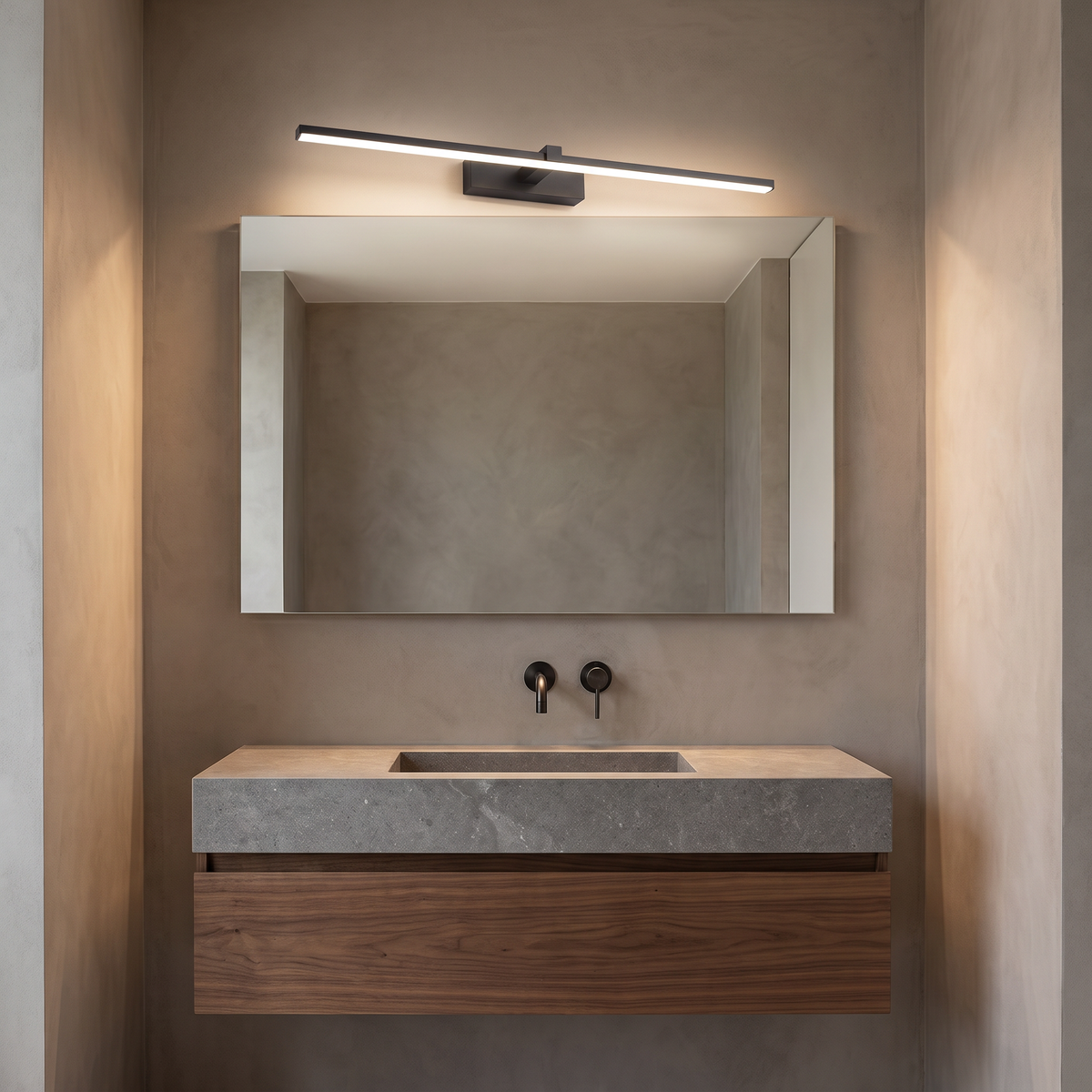 Ellery vanity light above a bathroom mirror