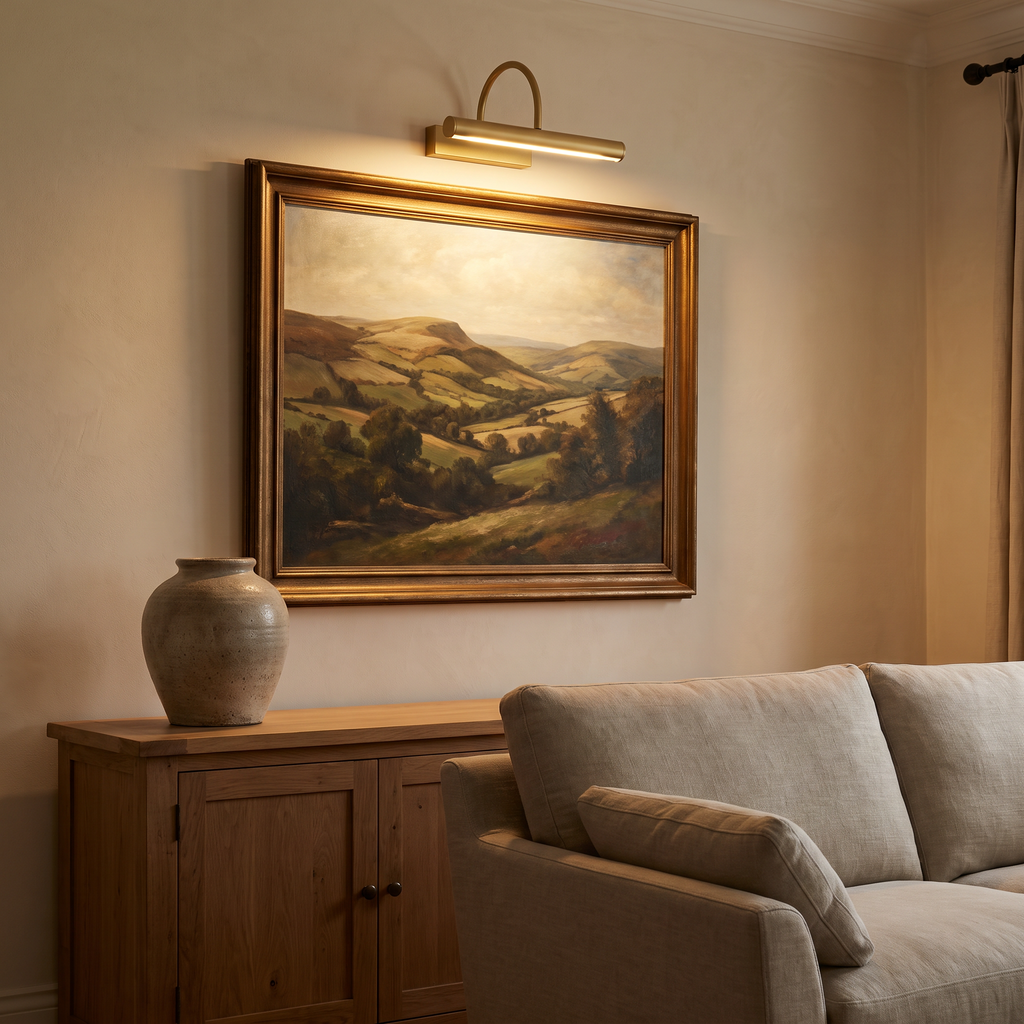 Pemberton picture light above a landscape painting