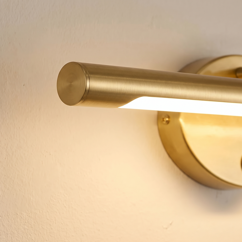 Close up of the half moon gold back plate and light bar