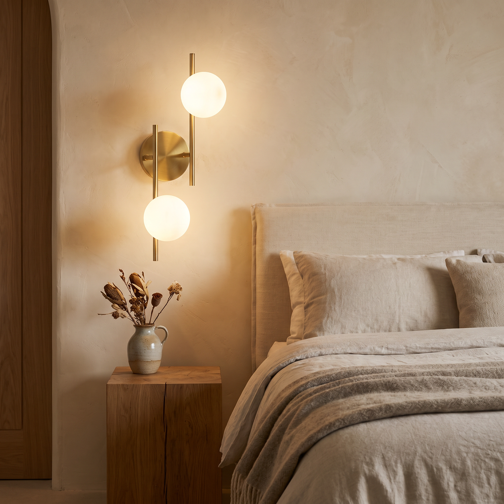 Orsett wall light above a bedside table