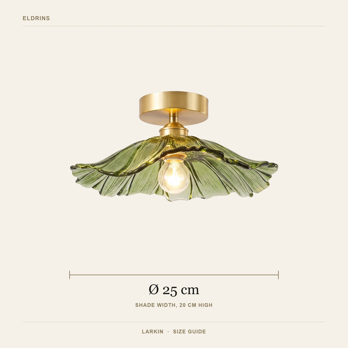 Larkin ceiling light size guide, 25 cm wide