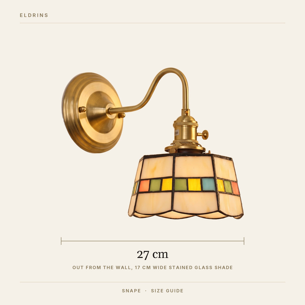 Snape wall light size guide, 17 cm wide shade, about 25 cm tall