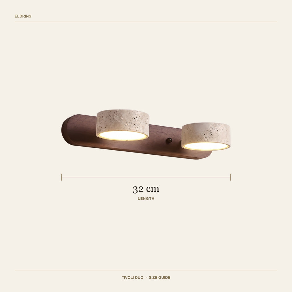 Tivoli duo wall light size guide, 32 cm long