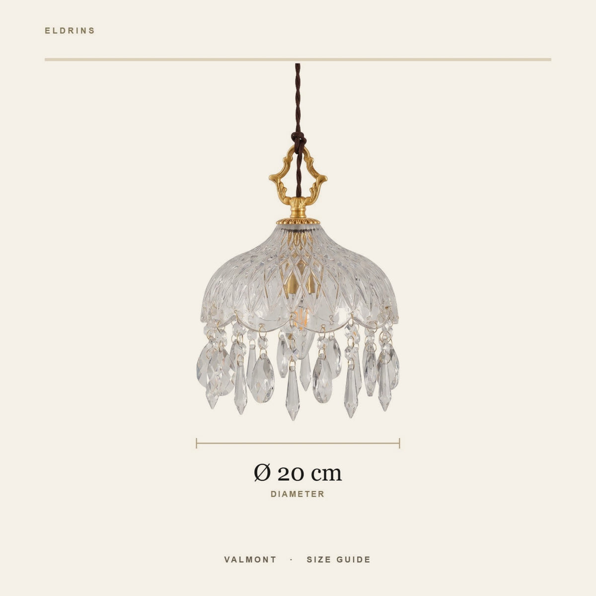 Valmont pendant size guide: 20 cm diameter